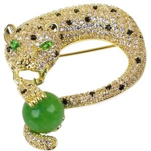 NEW! CZ KENNETH JAY LANE CRYSTAL PANTHER BROOCH
